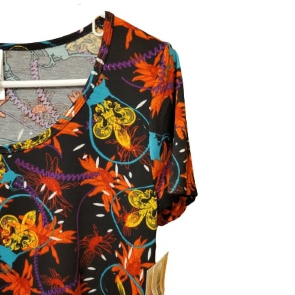 LuLaRoe Black, Orange, Gold, Purple Light Bulb Pattern Classic T Shirt Size S - Picture 4 of 7